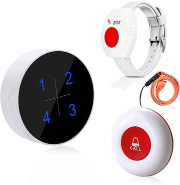 CallToU Caregiver Pager Call Button,Medical Alert System, Nurse Alert System for Home Disabled Elderly Seniors Patient,1 Receiver + 2 SOS Transmitter CallToU
